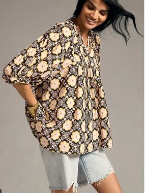 Mille x Anthropologie Thalia Peasant Top sz large